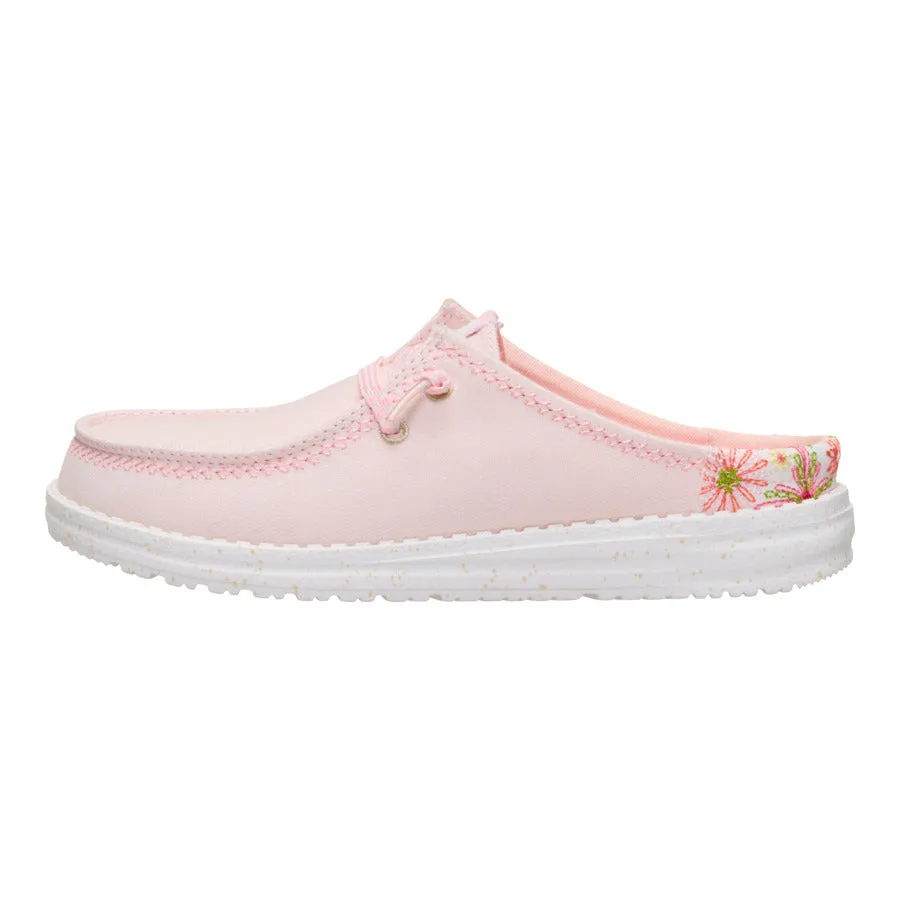 Wendy Slip Embroidered Floral - Pale Pink Memory Foam