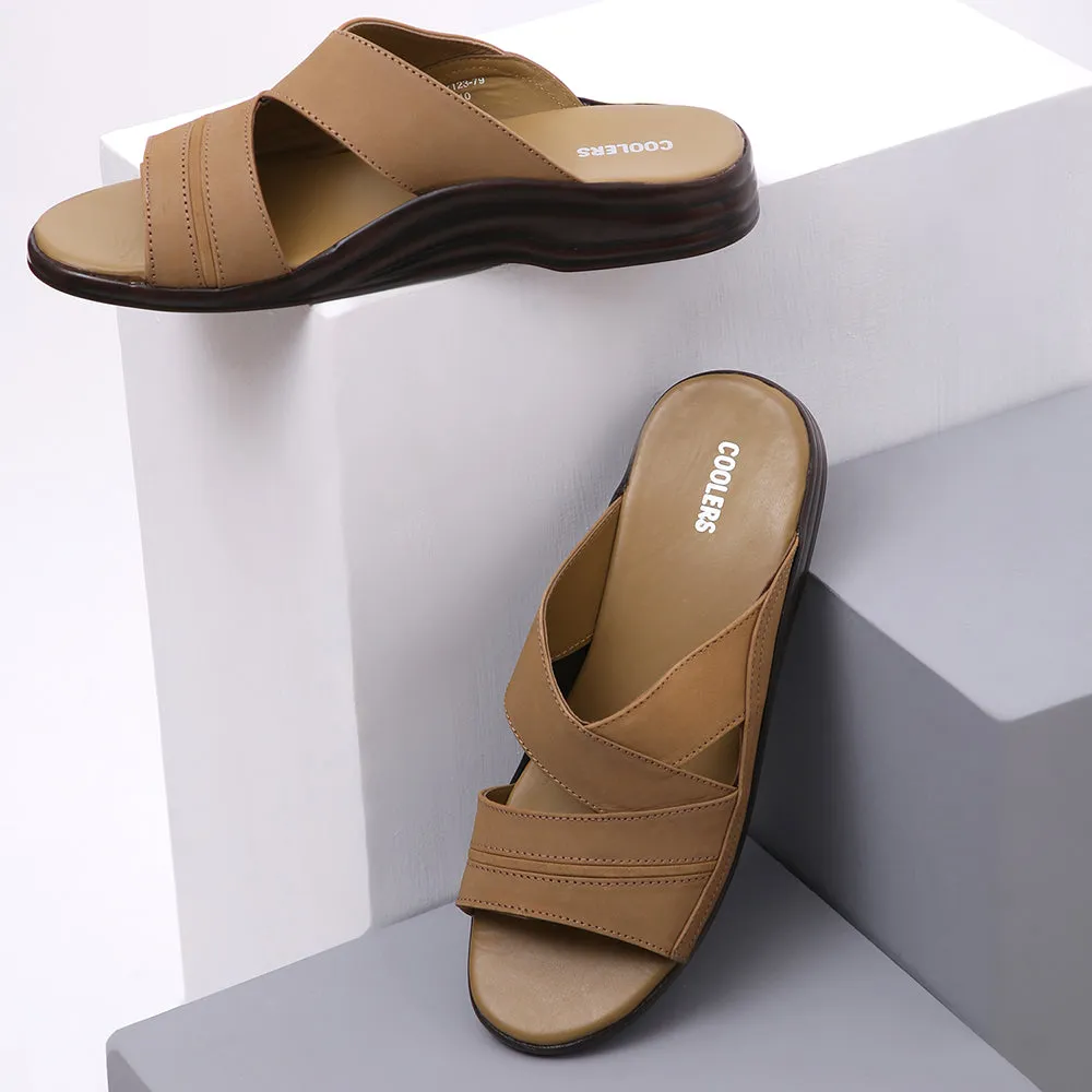 Coolers Casual Brown Slippers For Men 7123-79 By Liberty Wear resistant Soft Touch