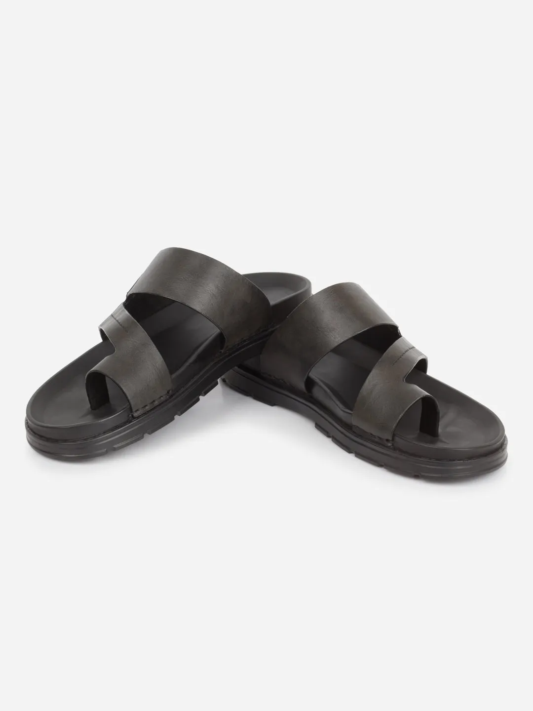 Night Glow zipper Men's Black Sandal (ID4246)