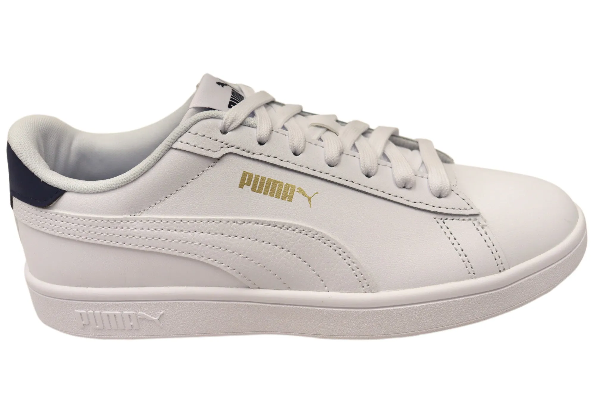 Balanced Style Wave Step Puma Mens Smash 3.0 L Comfortable White Lace Up Sneakers