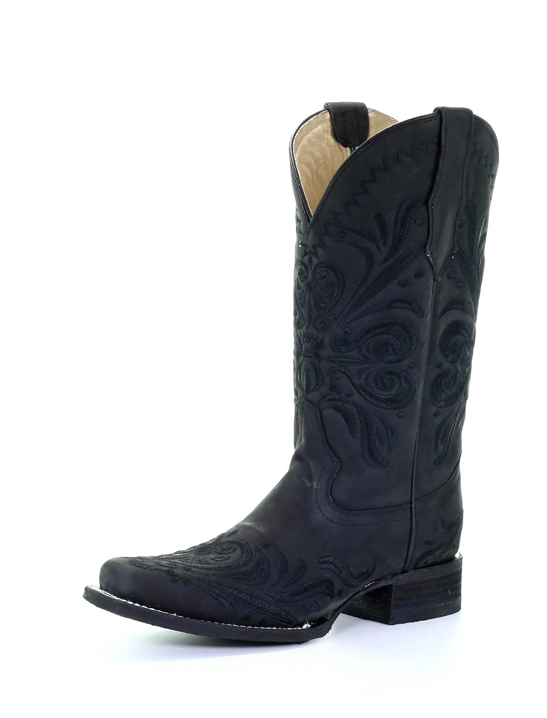 anti static ErgonomicDesign Circle G Black Filigree Embroidered Ladies' Boot