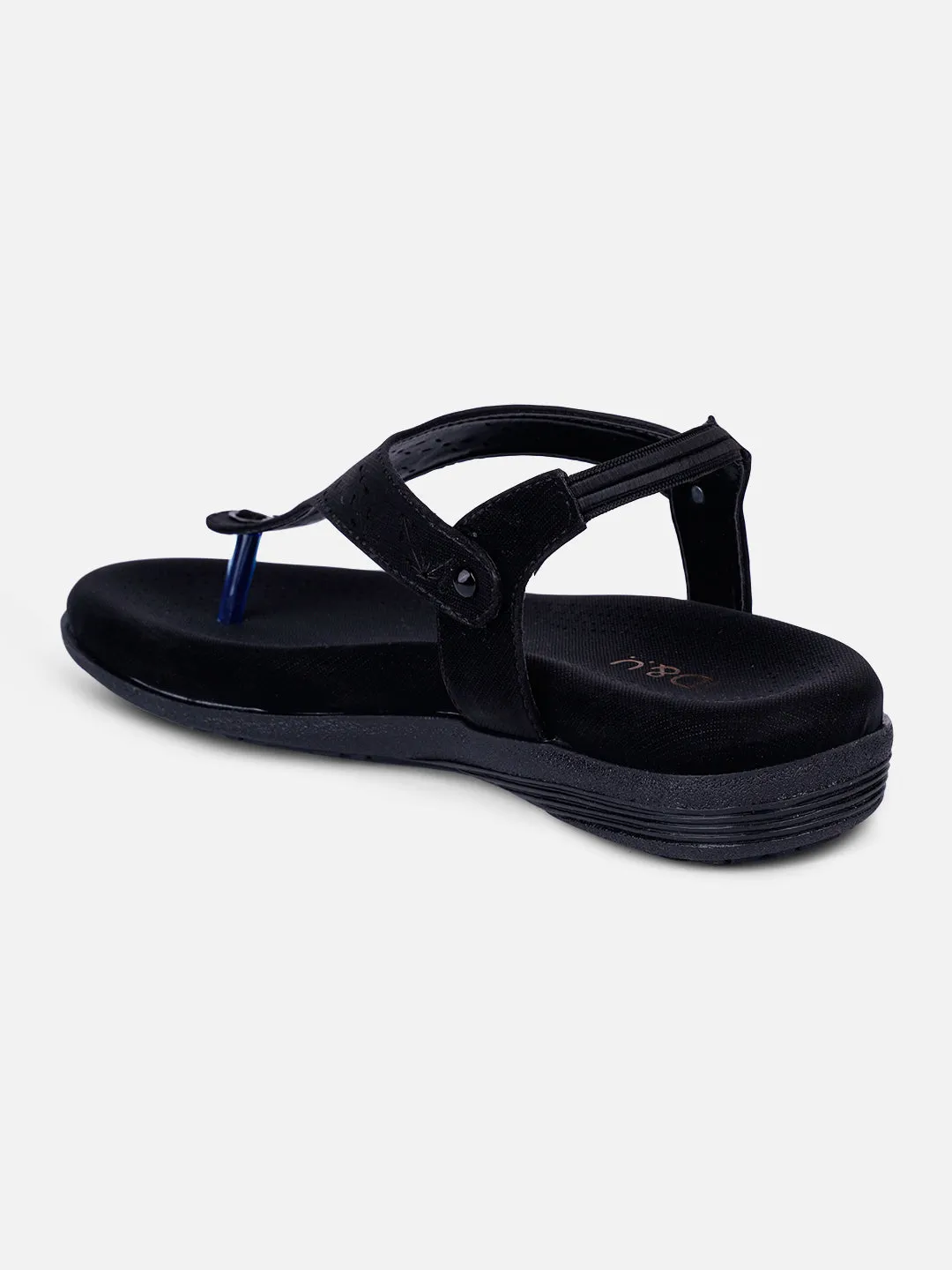 Women's Black Slingback Strap Sandals (IU6012) Anti   Vibration