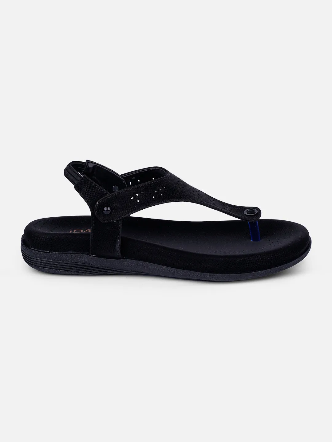 Supportive Women's Black Slingback Strap Sandals (IU6012)