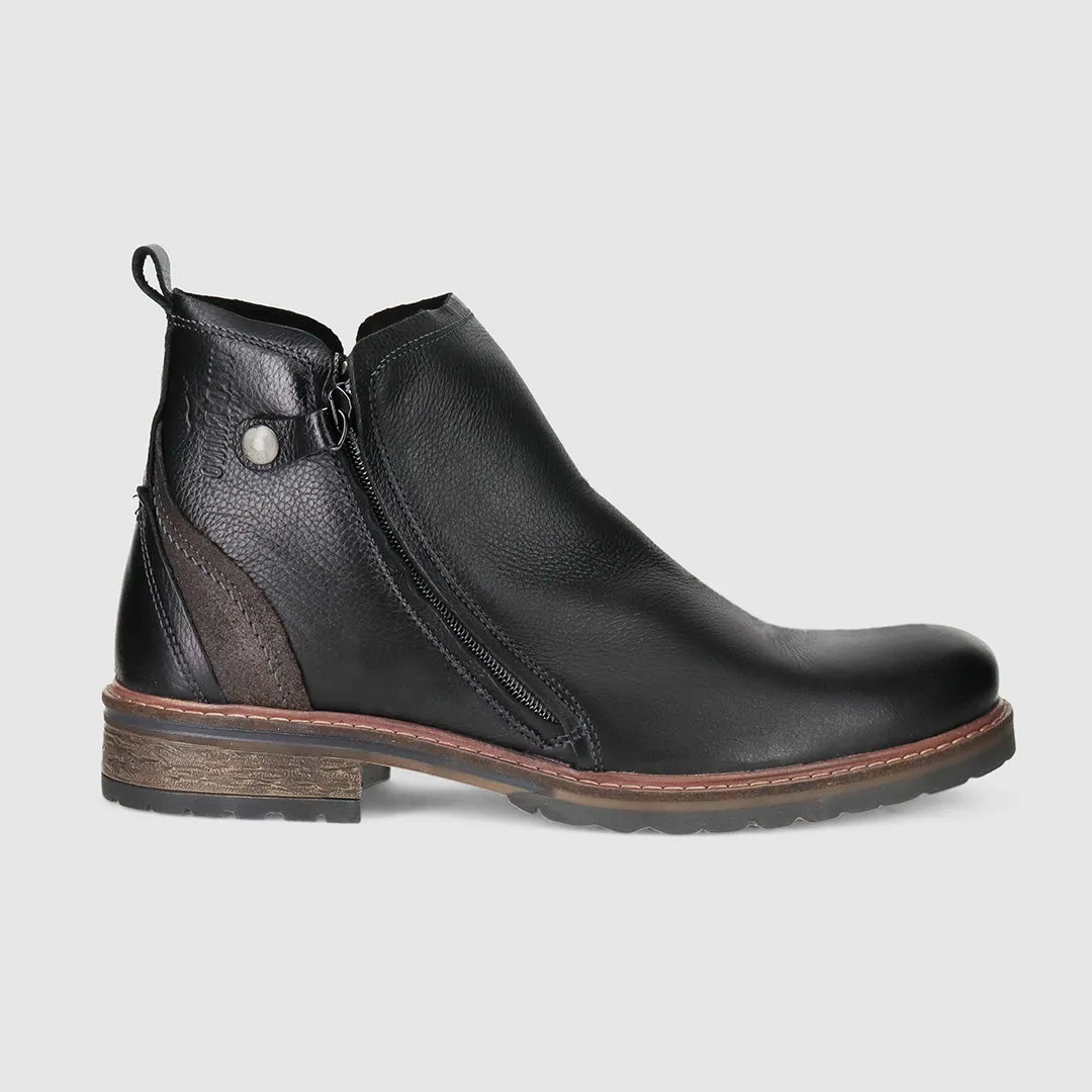 Low Maintenance Classic Wear Smooth Surface Hunter Zip Up Boots Nero