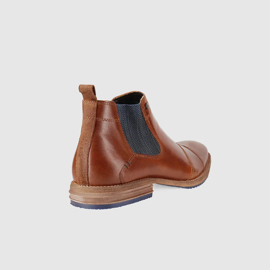 Jonah Chelsea Boots Tan Mid Heel Modern Silhouette