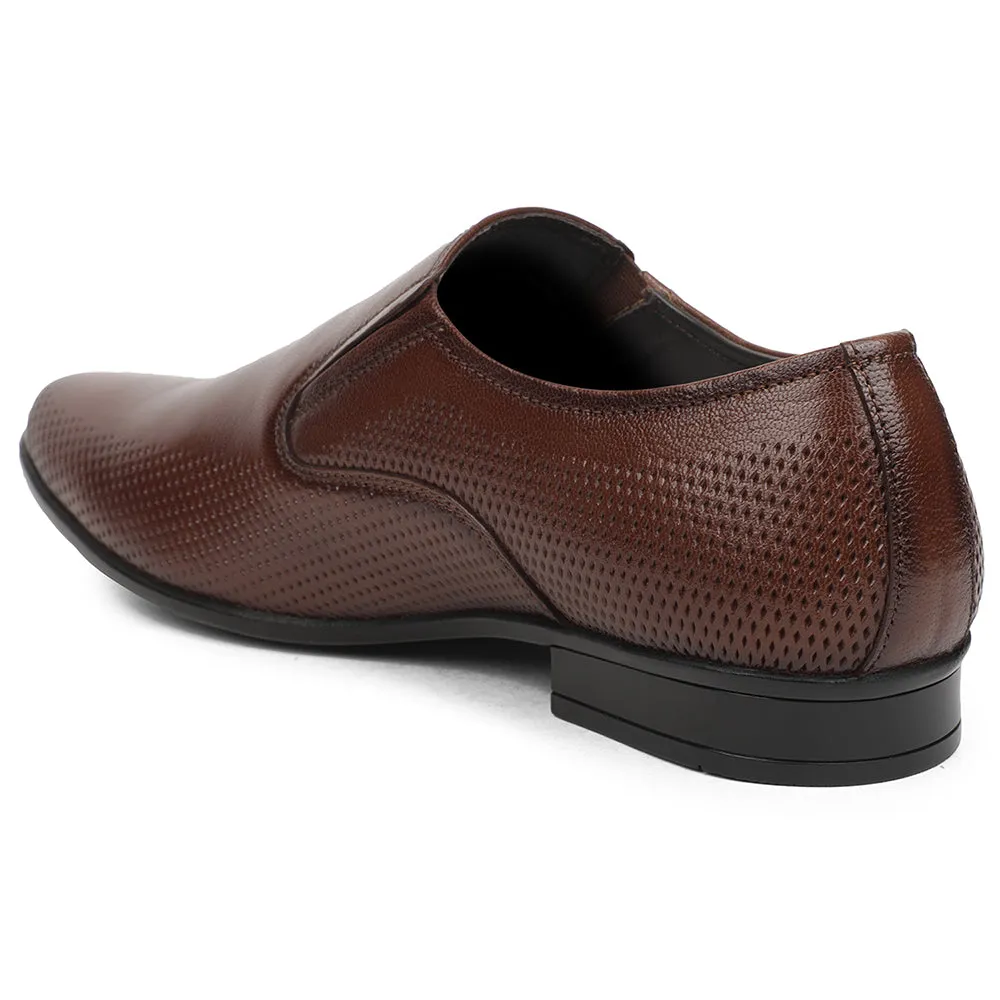 Anniversary Celebration Stacked Heel Healers Brown Formal Non Lacing Mocassin Shoes For Men UDL-4 By Liberty
