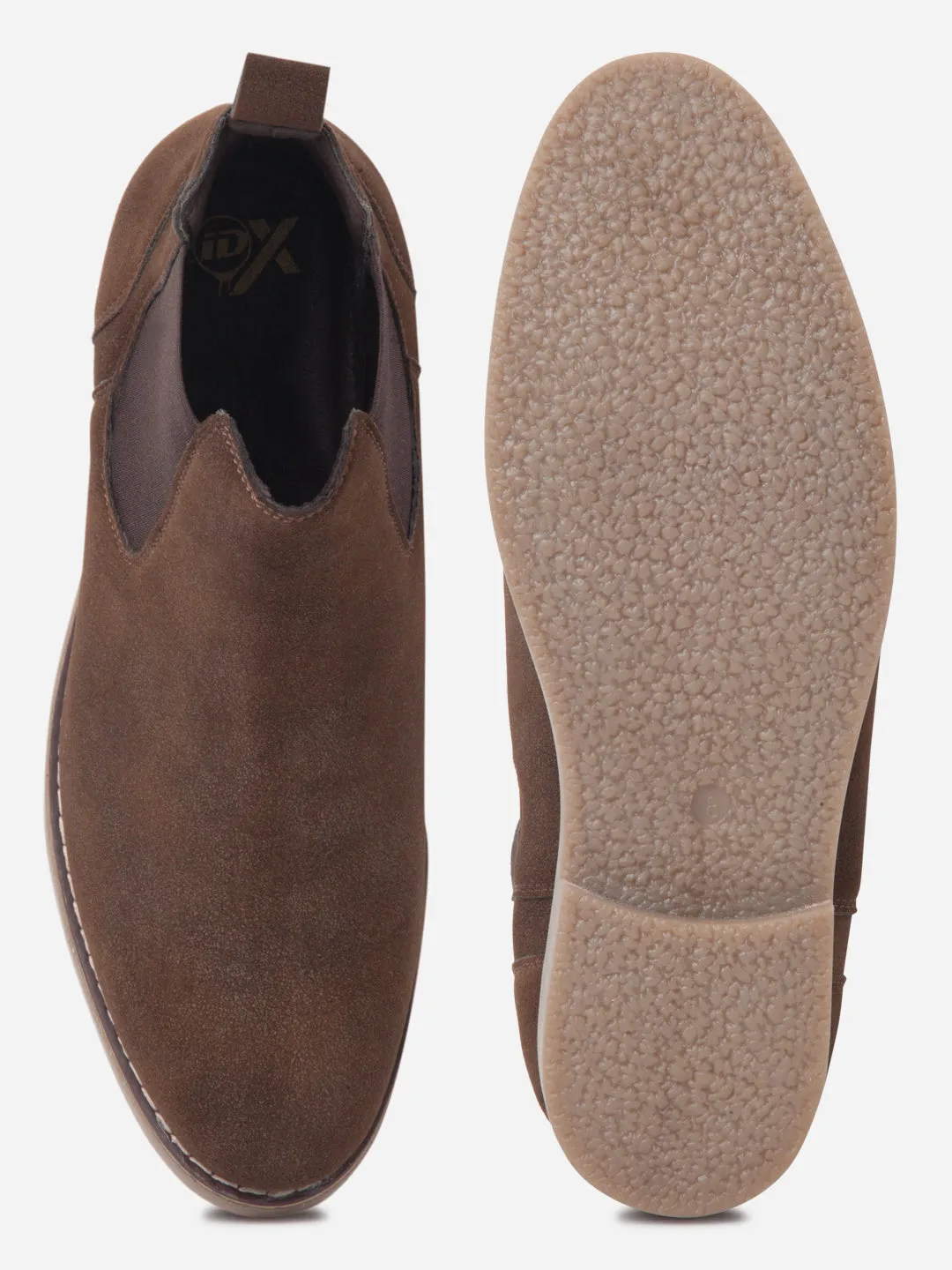 Men's Brown Suede Smart Casual Chelsea Boots (IX3037) Ergonomic Wellness Seekers