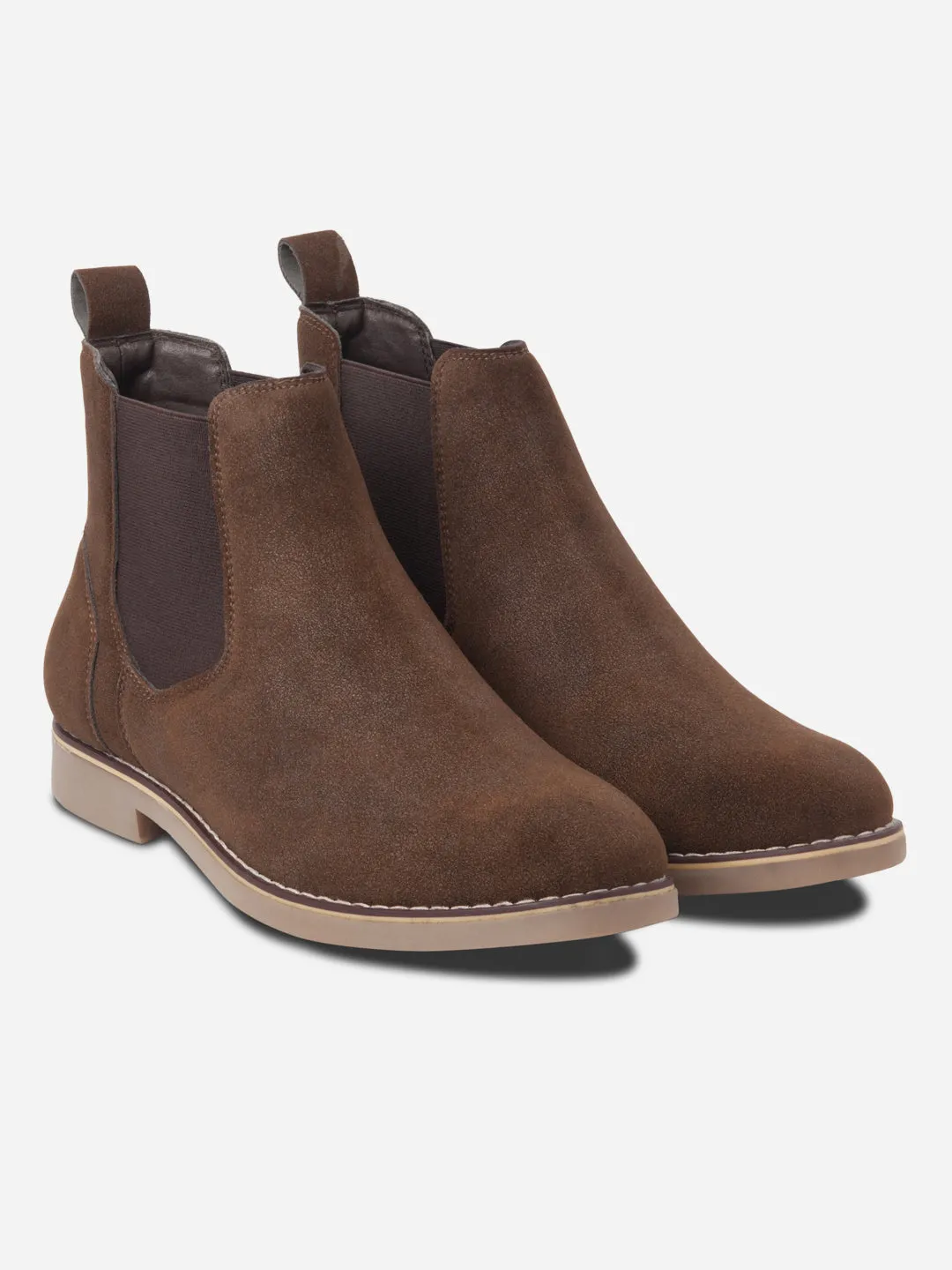 Wide Path Men's Brown Suede Smart Casual Chelsea Boots (IX3037)