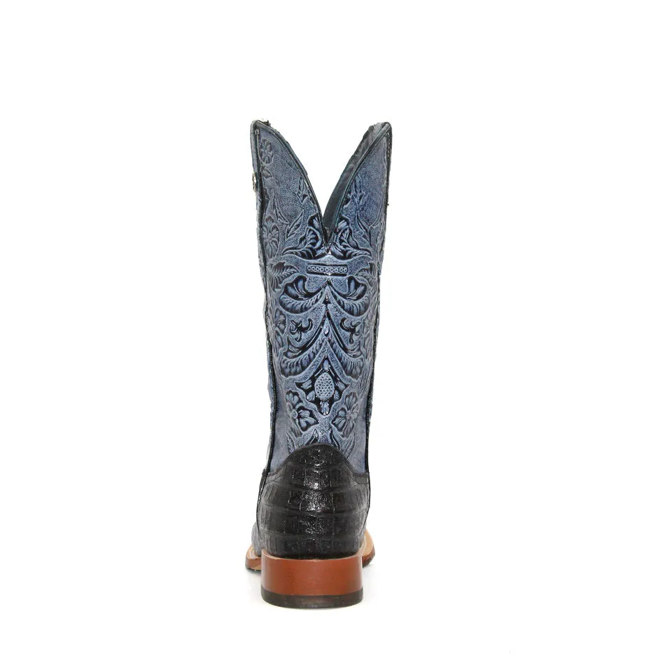 Tanner Mark Black Caiman Print Ladies' Boot Wide Range Quick Slip