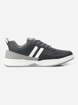 Smart cushioning Men's Black Lace Up Sneakers (IX6017)