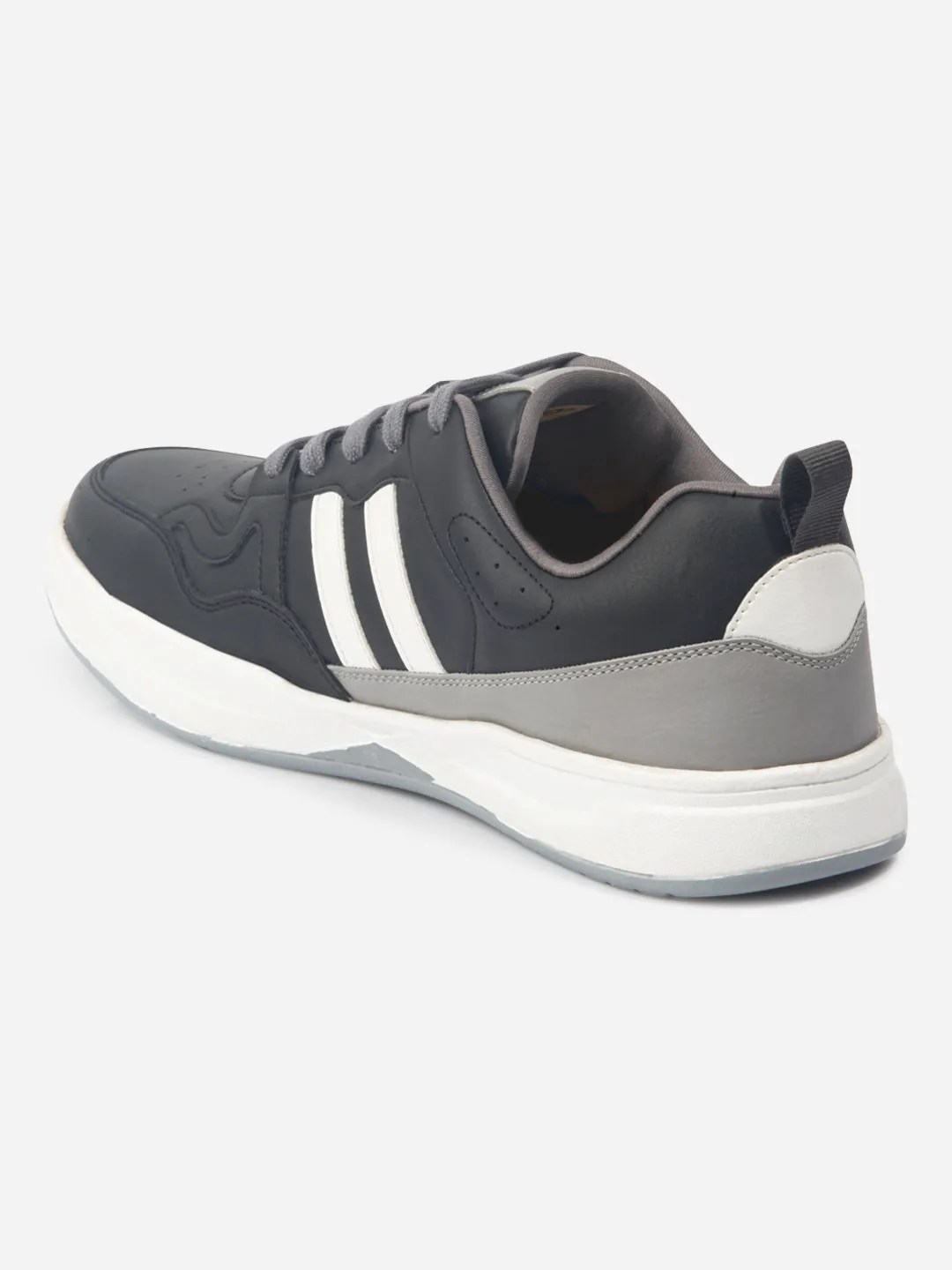 Midsole Cushion Men's Black Lace Up Sneakers (IX6017)