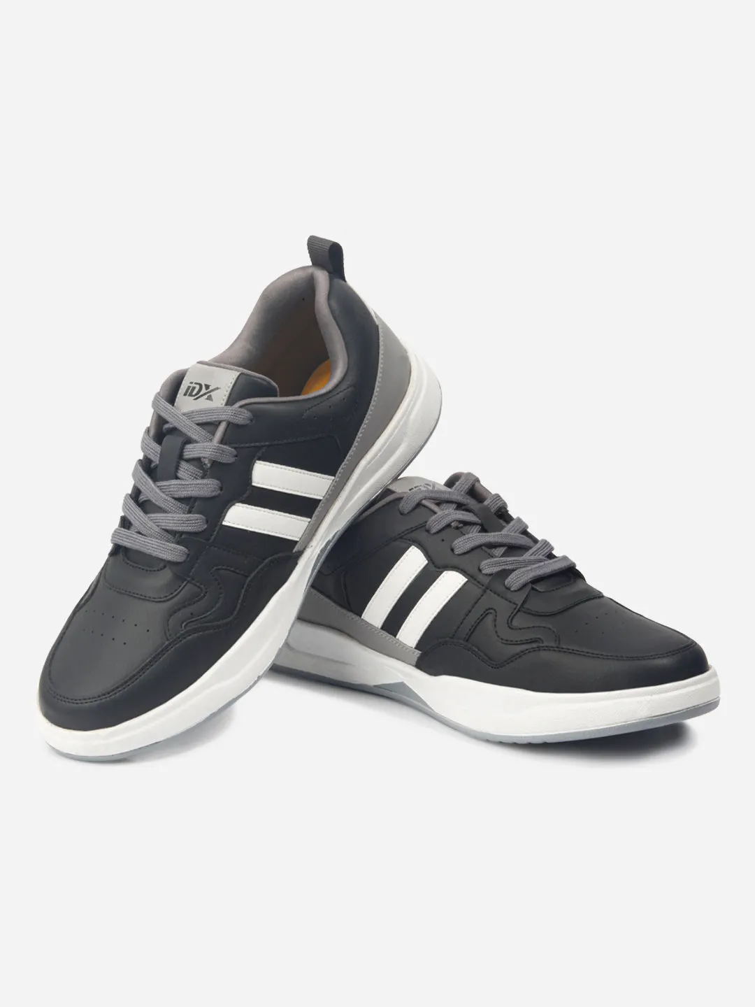 Men's Black Lace Up Sneakers (IX6017) Lightweight Midsole Geometry