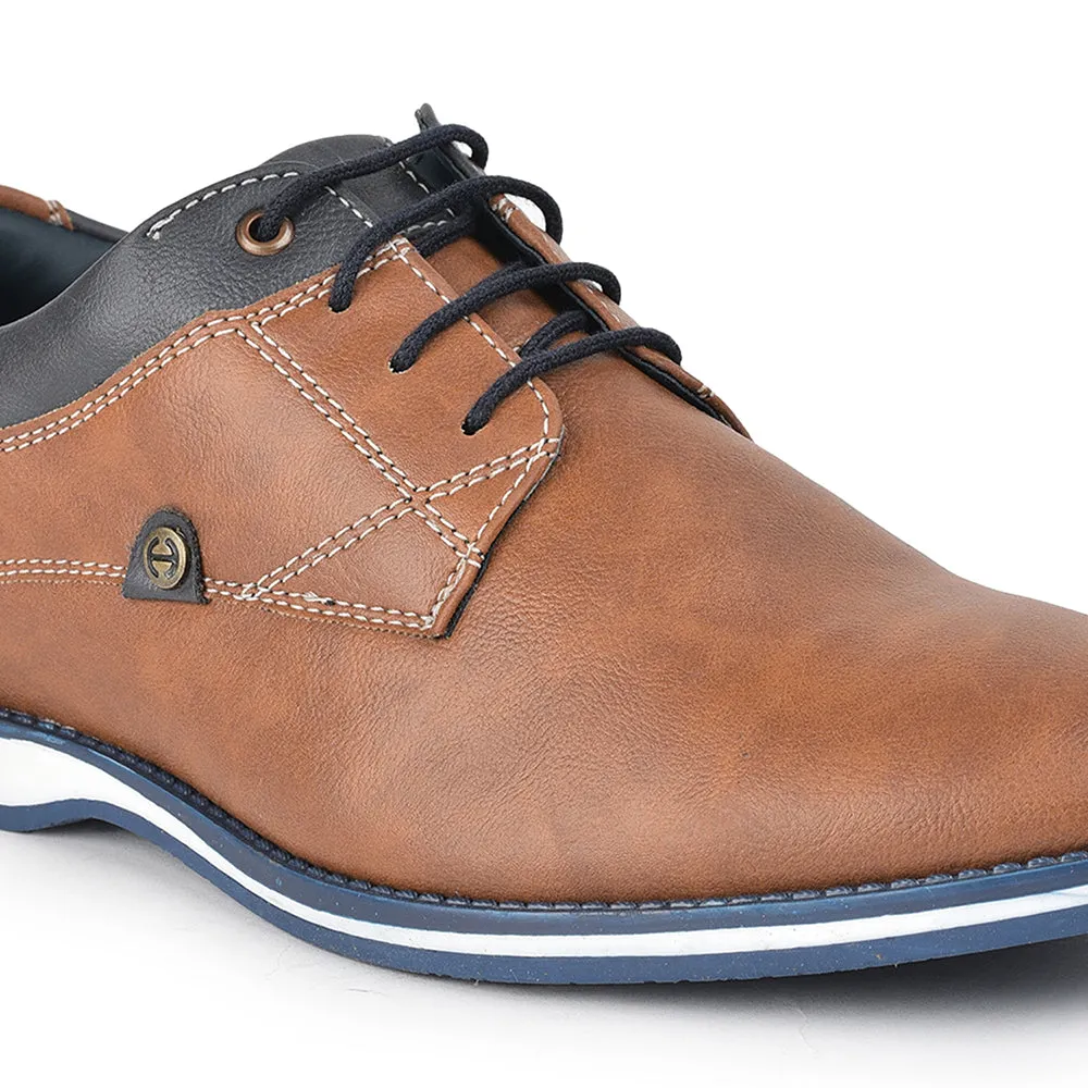 Stacked Heel Suede Soft Healers Formal Tan Lacing Shoes For Men SYN-42 By Liberty