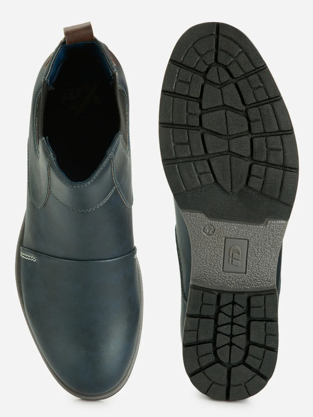 Breathable Upper Easy To Clean Men's Blue Round Toe Slip on Ankle Boot (IX1039)