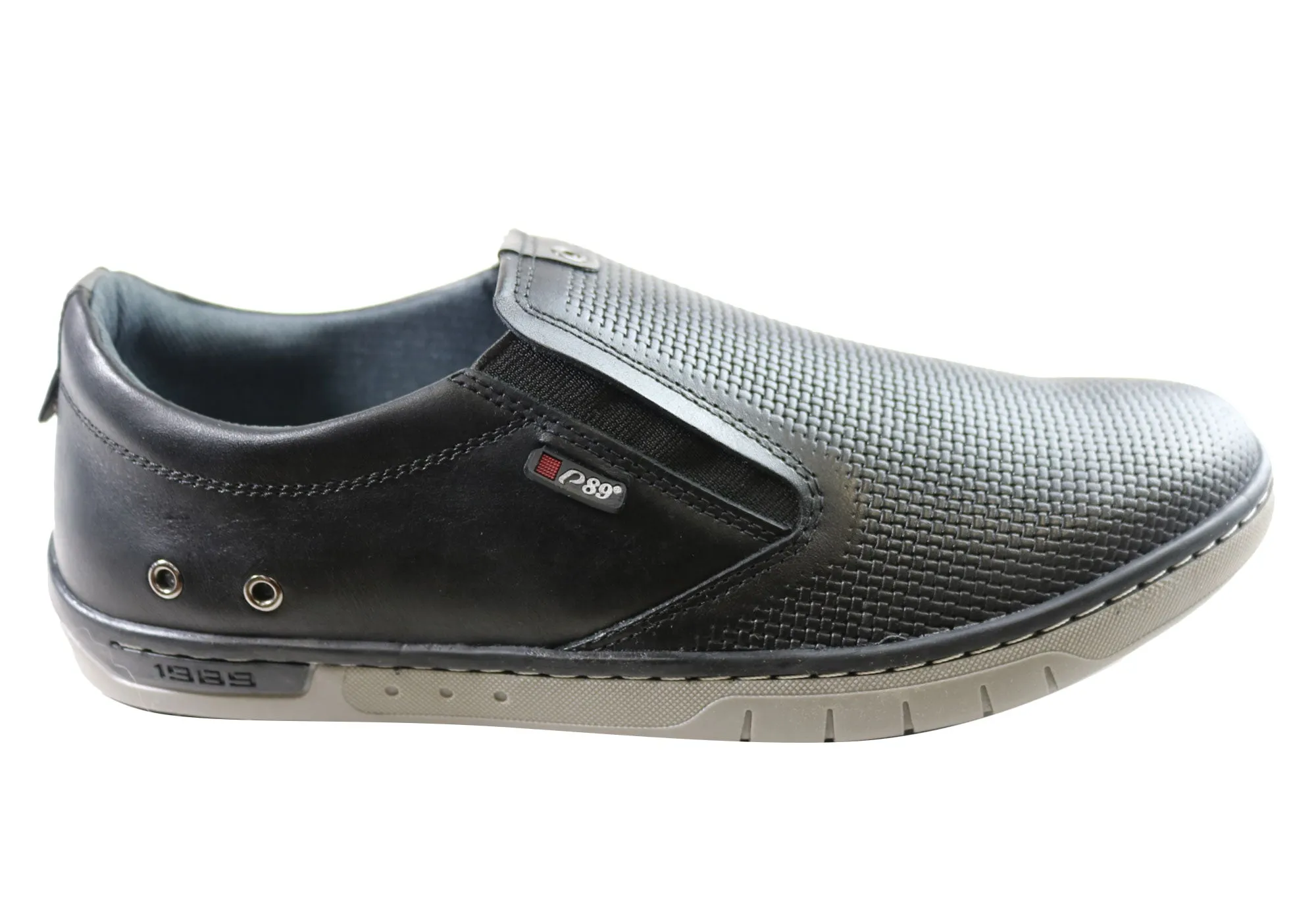 Pegada Justin Mens Leather Slip On Comfort Casual Shoes Made In Brazil Crisp Design Ridge Jog