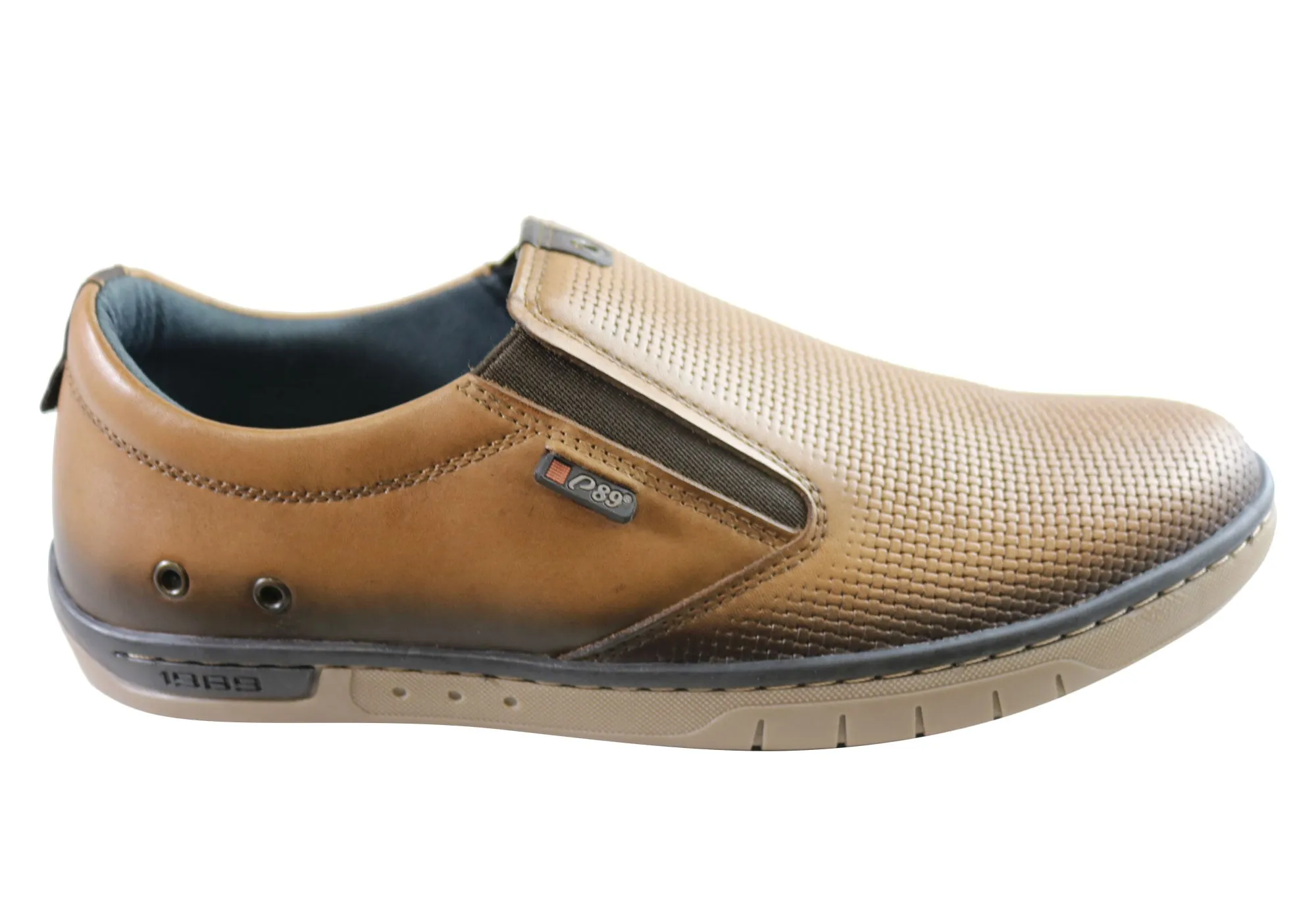 Pegada Justin Mens Leather Slip On Comfort Casual Shoes Made In Brazil Cloud Step
