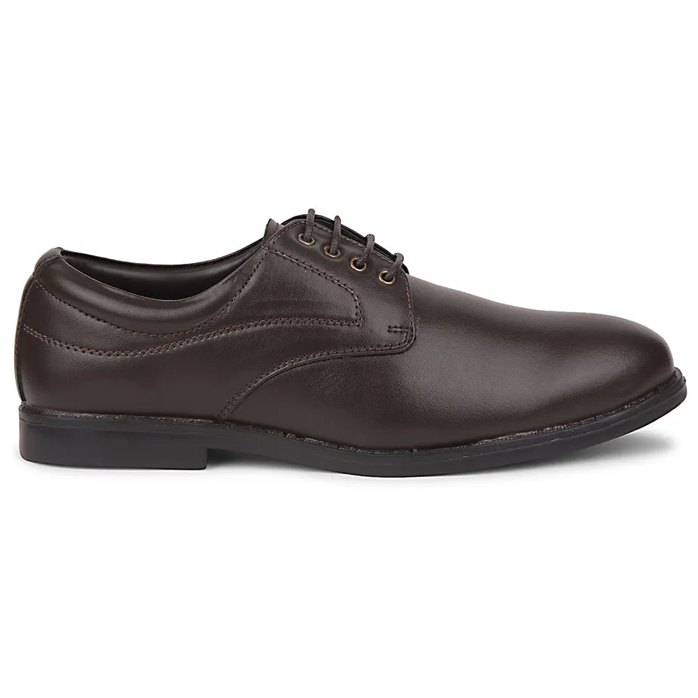 Dark Tone Elastic laces Fortune Brown Formal Lacing Derby Shoes For Men MAJESTIC-1 By Liberty