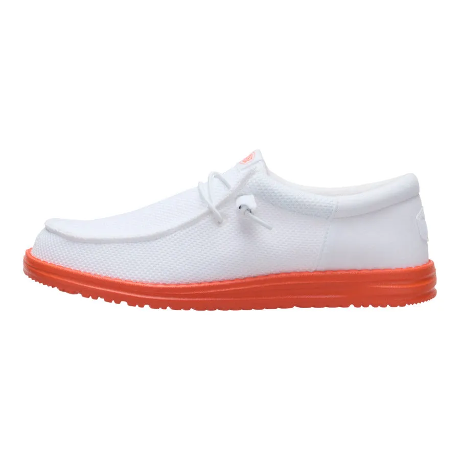 Wally Funk Pop - White/Tomato Orange Stretch Fabric Active People Foot Support