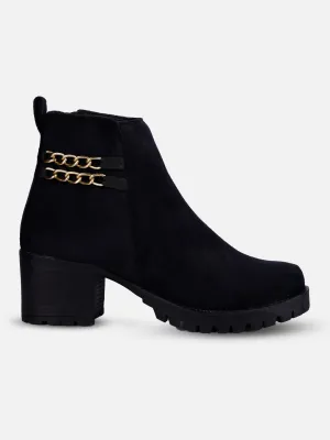 Women's Black Casual Ankle Boots (IU5003) Flexible Material