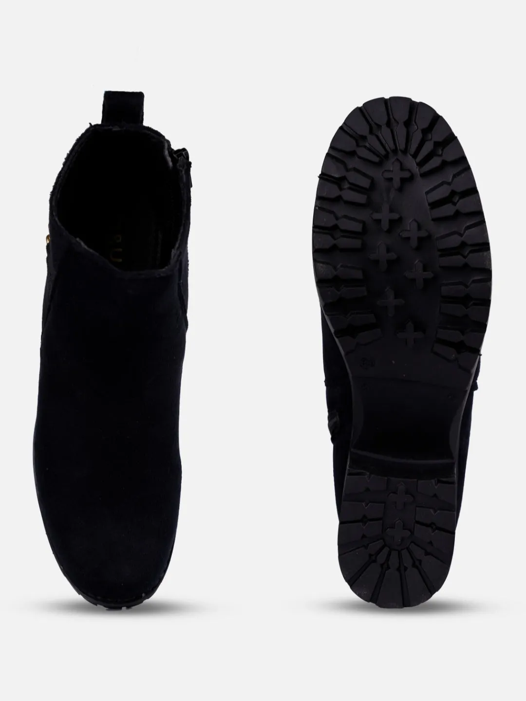 Women's Black Casual Ankle Boots (IU5003) High   Quality Leather