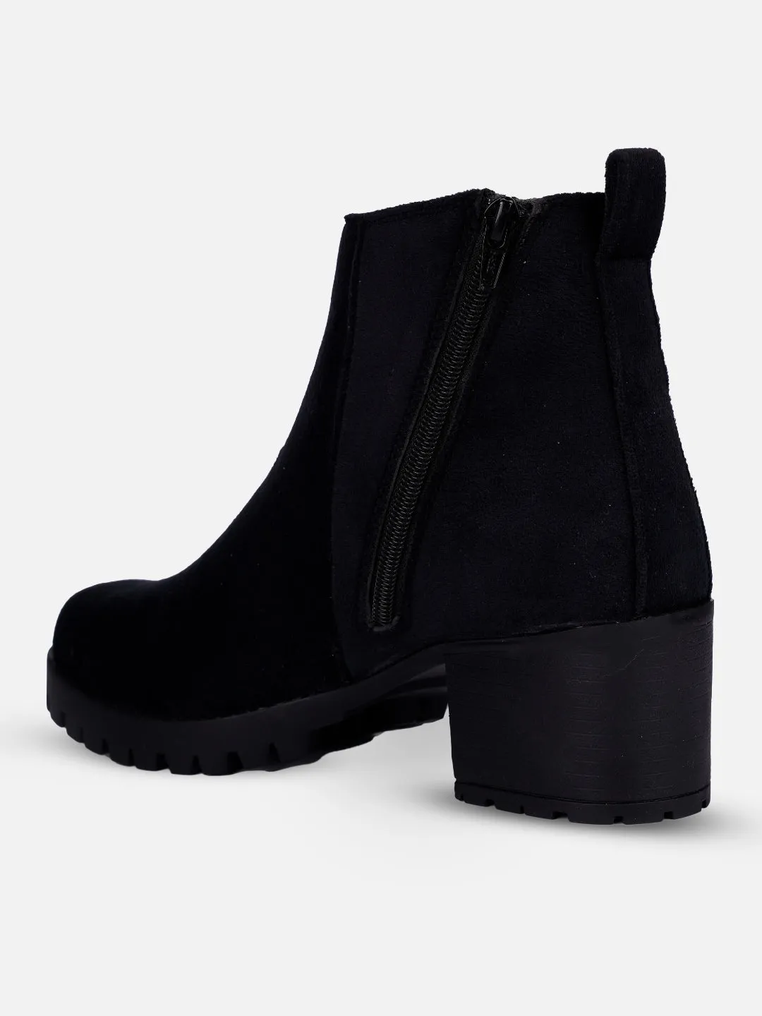 Women's Black Casual Ankle Boots (IU5003) Leather Upper Western Ride
