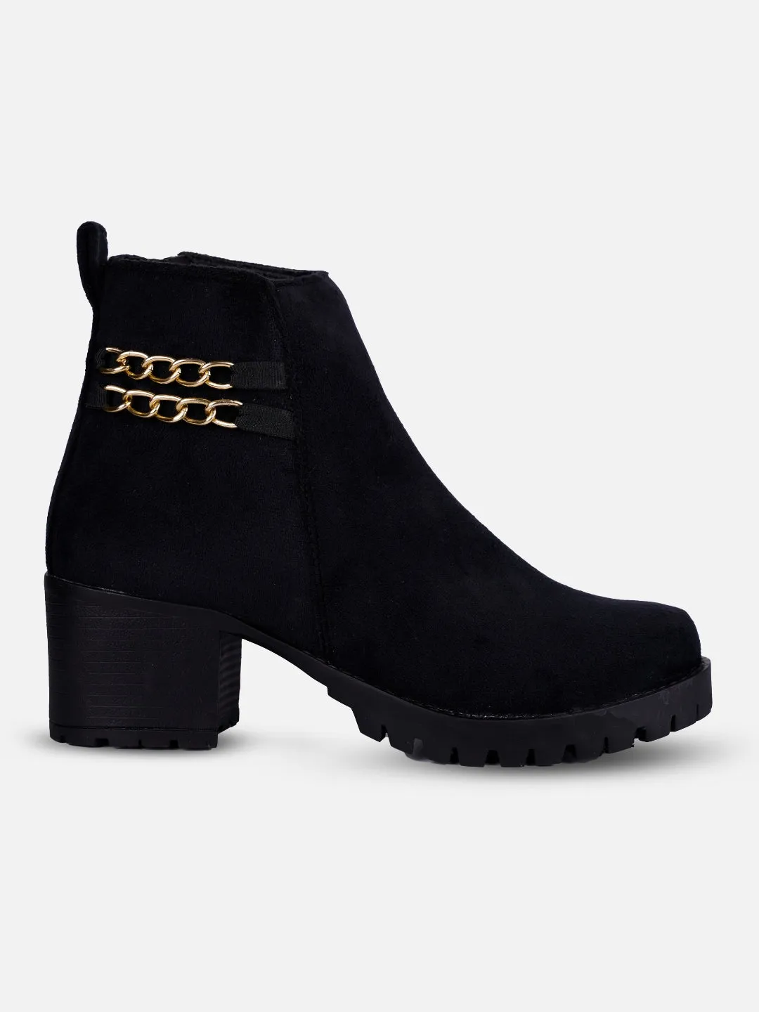 Women's Black Casual Ankle Boots (IU5003) Flexible Material