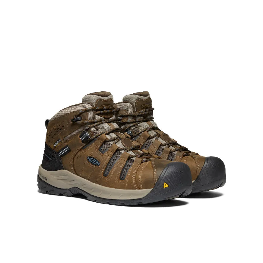 Men's Flint II Waterproof Boot (Steel Toe)  |  Cascade Brown/Orion Blue Easy Slip Shoes