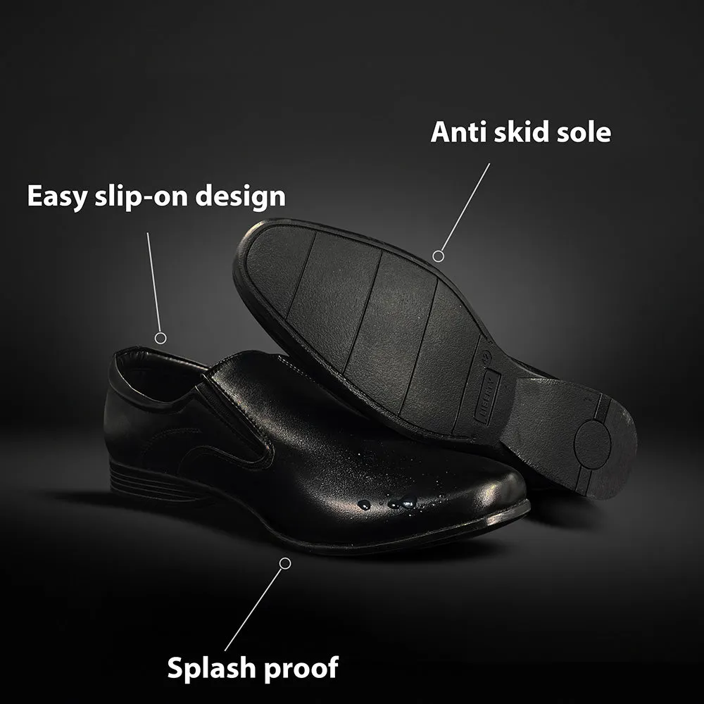 Fortune Black Formal Slip on Shoes For Men ROBERT-1 By Liberty Dark Shade