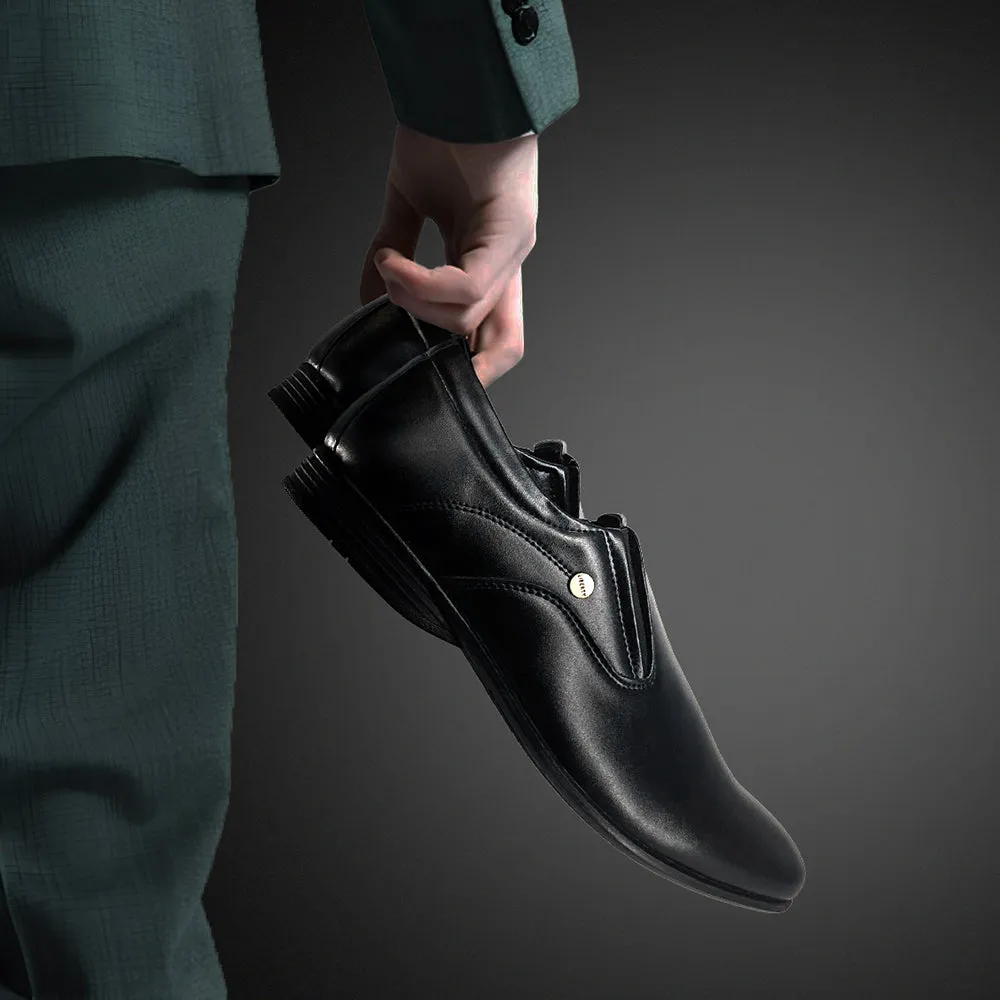 Secure fit Nordic Clean Fortune Black Formal Slip on Shoes For Men ROBERT-1 By Liberty