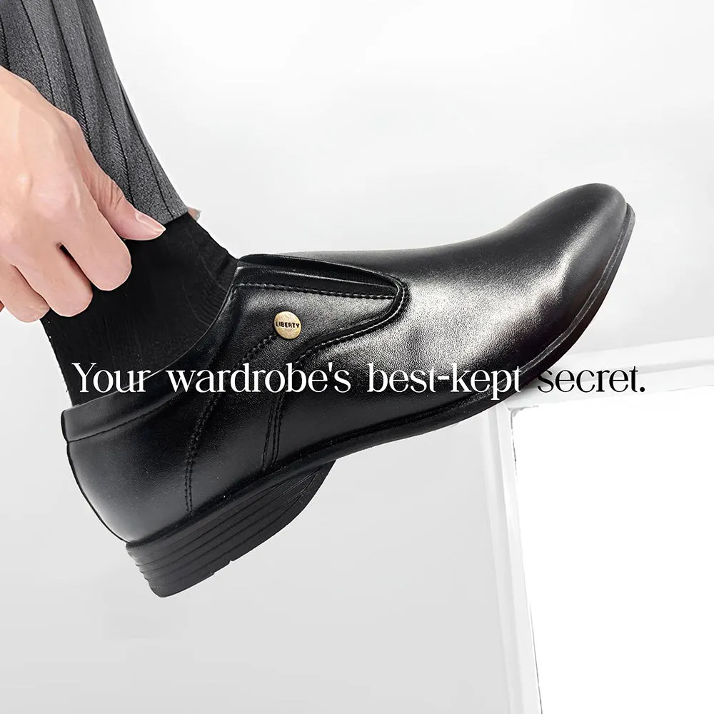 Soft Hue Fashionable Fortune Black Formal Slip on Shoes For Men ROBERT-1 By Liberty