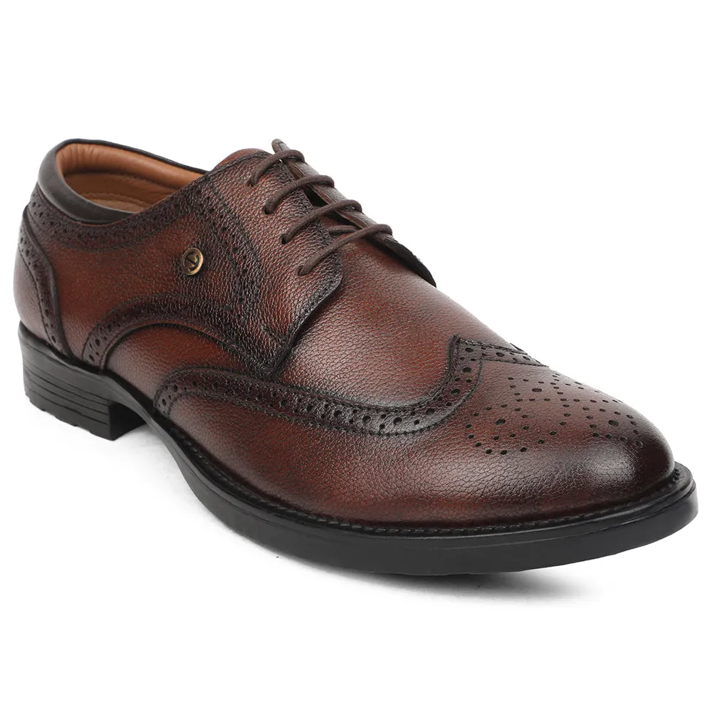 Healers Brown Formal Lacing Oxford Shoes For Men UDL-12 By Liberty Matte Trim