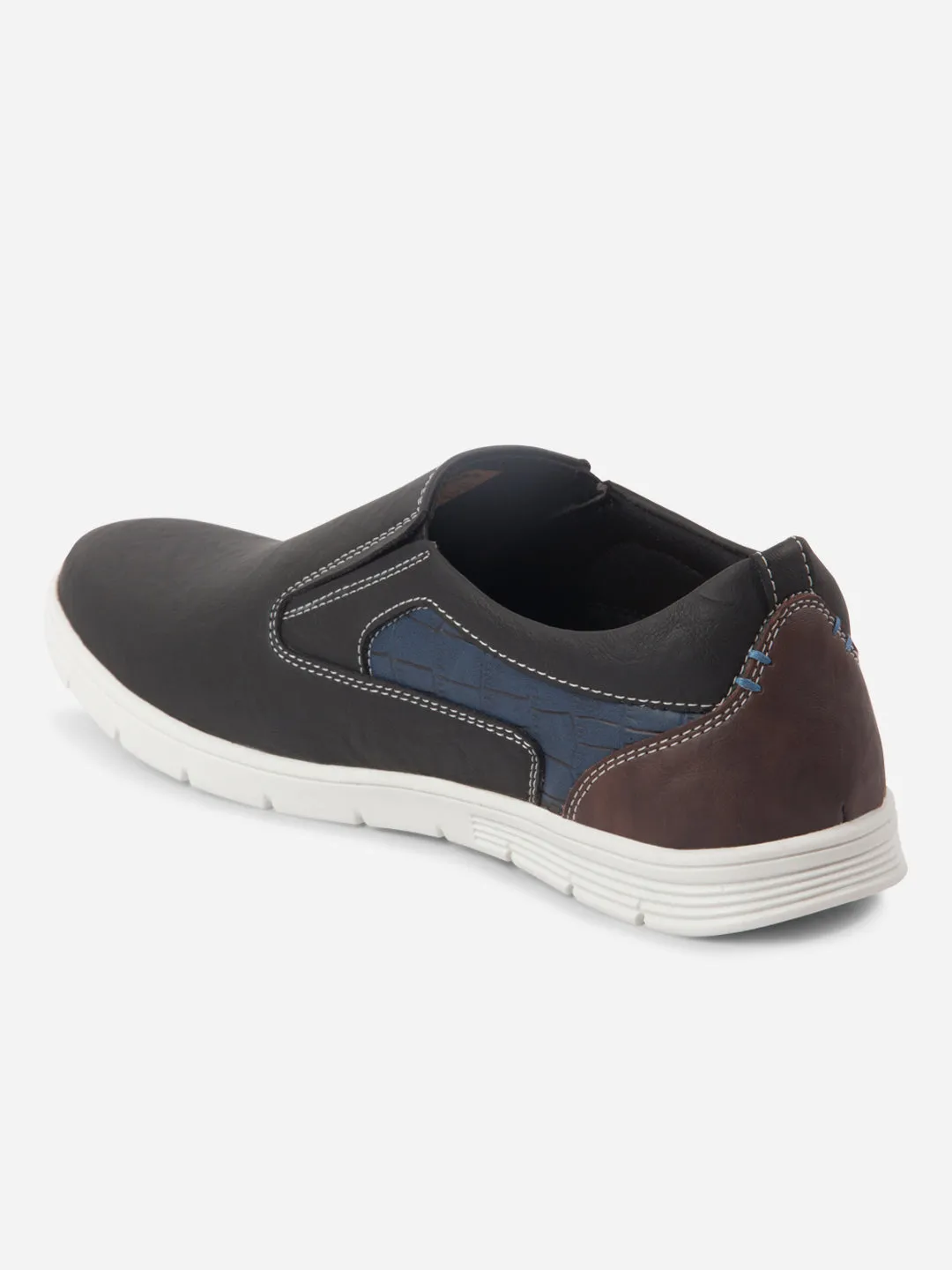 Comfort Midsole Men's Charcoal Round Toe Slip On Casual (IX2152)