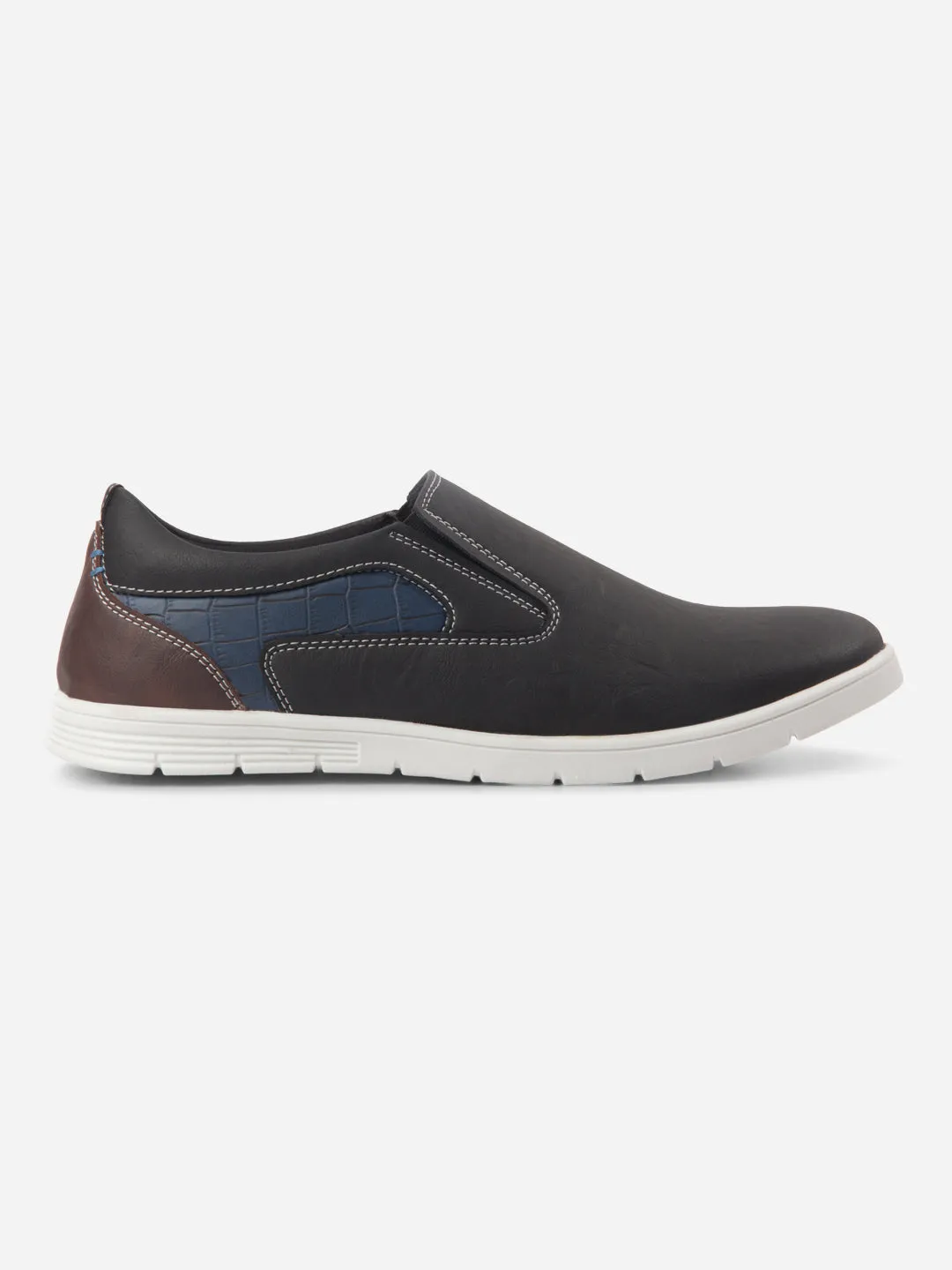 Men's Charcoal Round Toe Slip On Casual (IX2152) Comfort Wedge