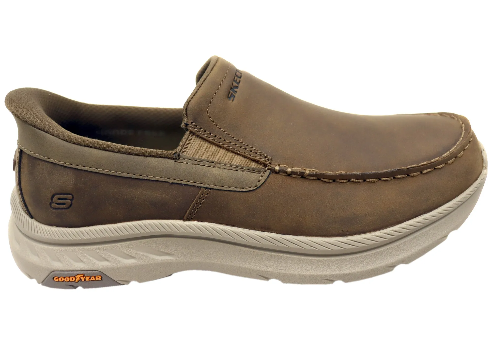 Cafe Style Commuter Friendly Skechers Mens Slip Ins Pollard Osgood Extra Wide Fit Leather Shoes