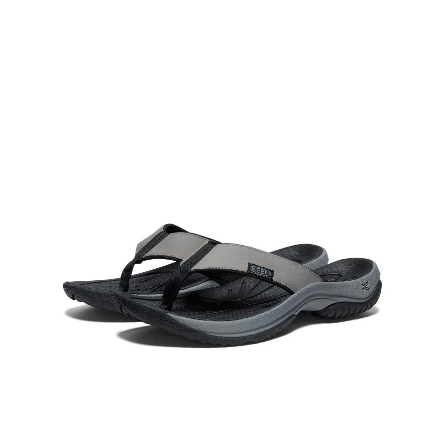 Men's Kona Leather Flip-Flop  |  Steel Grey/Black Cool Surface Shock Dissipating Midsole