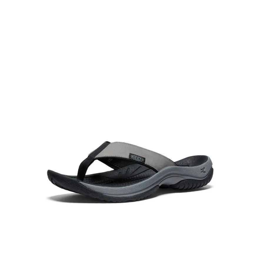 Men's Kona Leather Flip-Flop  |  Steel Grey/Black Breathable Zones Trail Performance