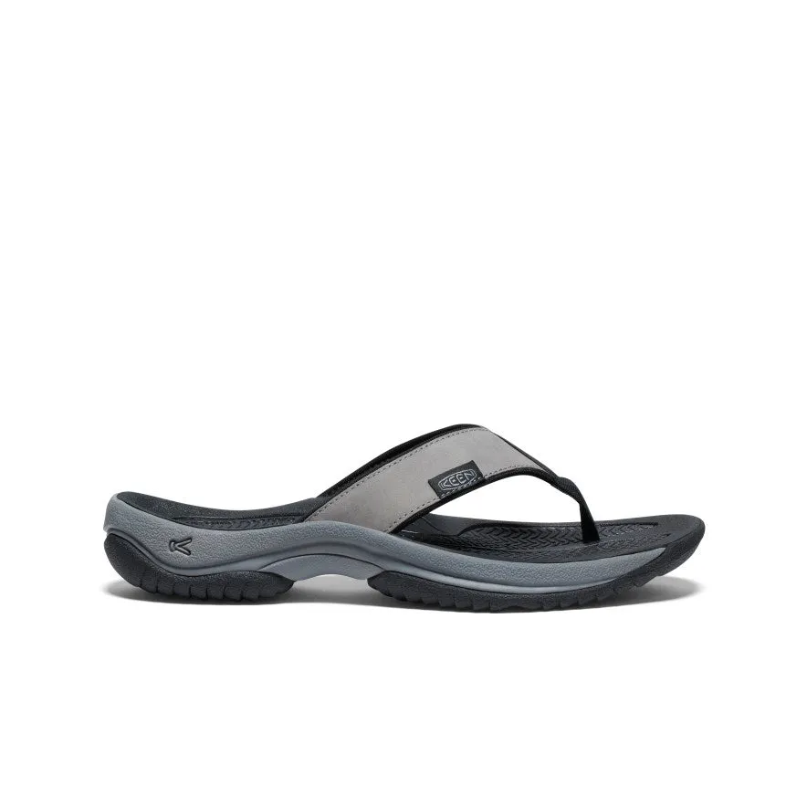 Men's Kona Leather Flip-Flop  |  Steel Grey/Black Ventilated