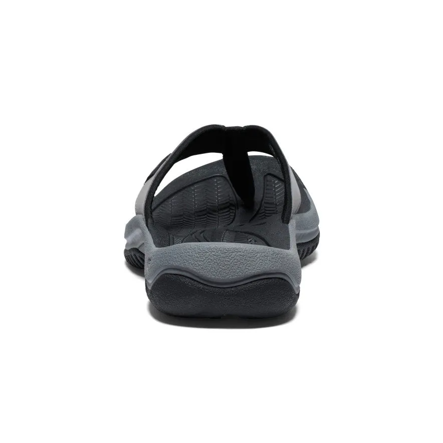 Men's Kona Leather Flip-Flop  |  Steel Grey/Black Mesh Lining Breathable Fit