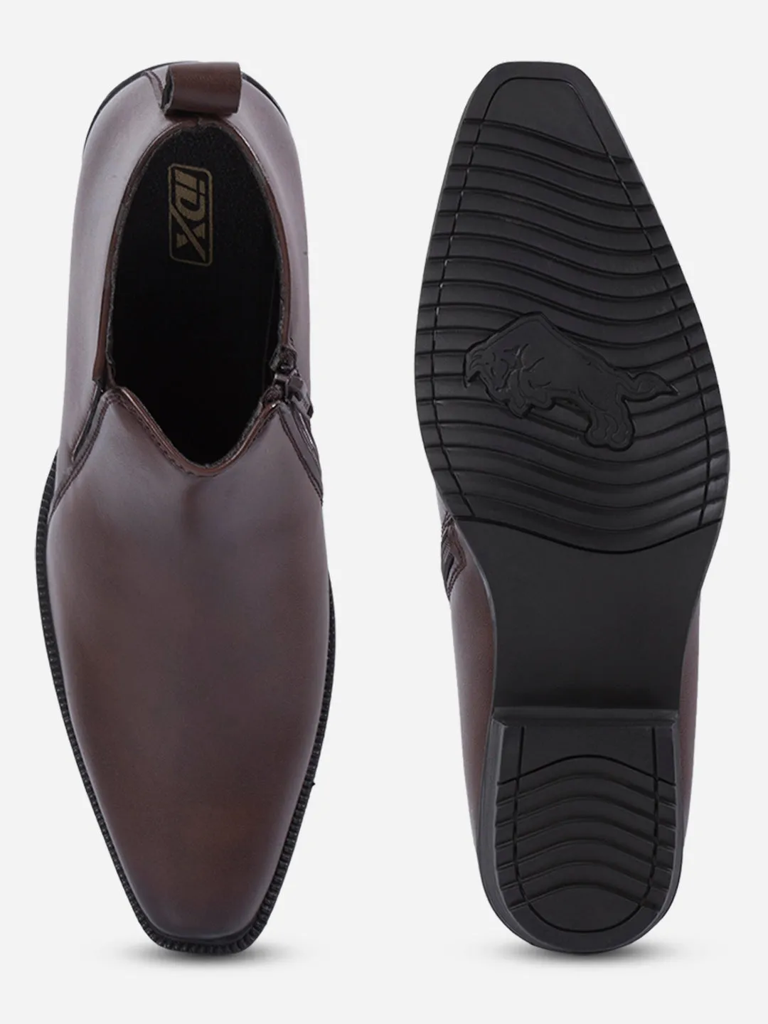Men's Brown Formal Ankle Slip On Boots (IX3040) Palm Base Boho Free