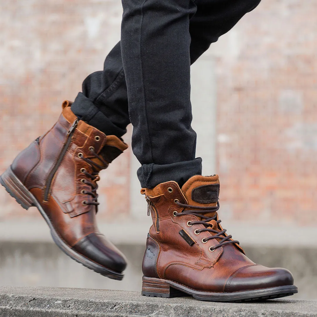 Porter Lace Up Boots Camel Leather Comfort