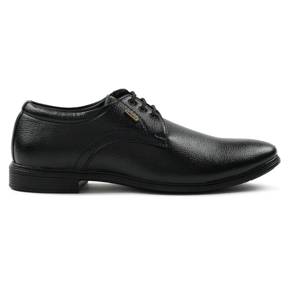 Fortune Black Formal Lacing Derby Shoes For Men HOL-130E By Liberty Patent Finish Korean Shade