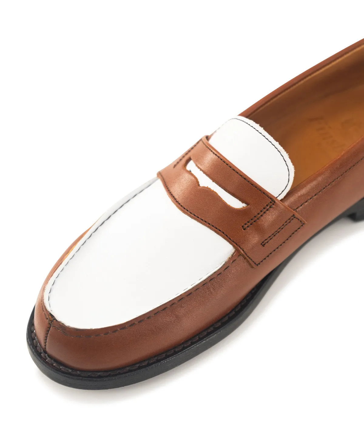 Mocassins Bicolore LILOU Armagnac et Blanc Elegant Touch