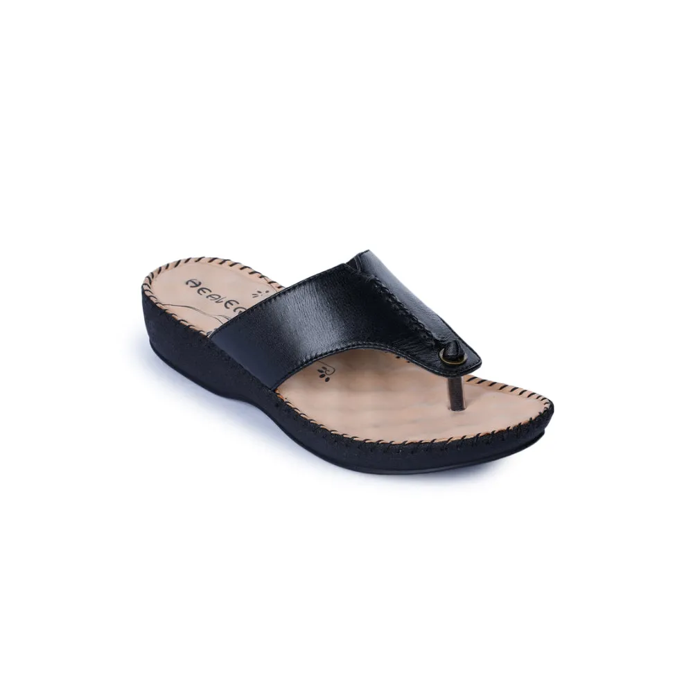 Healers By Liberty DR-519 Comfort Black Slippers For Women White Clean