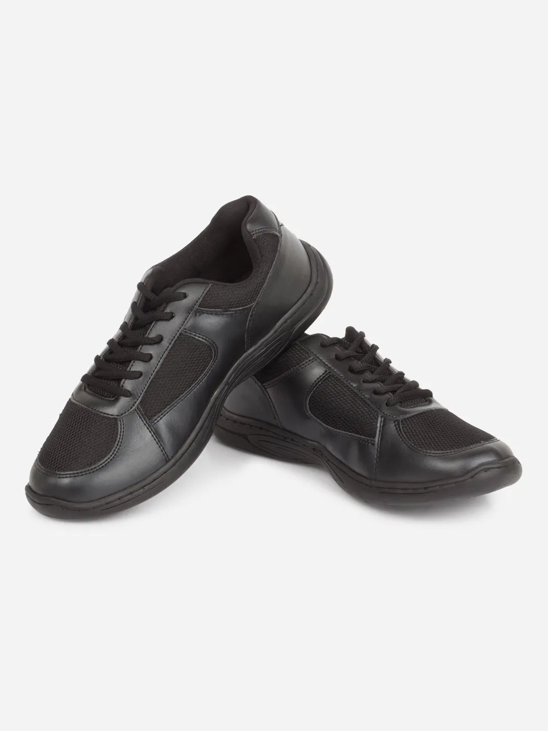 Black Laceup Unisex School Shoes for Adults (ID0911) Rubber - soled kids' shoes