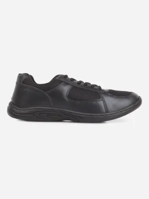 Stretchable Material Black Laceup Unisex School Shoes for Adults (ID0911)