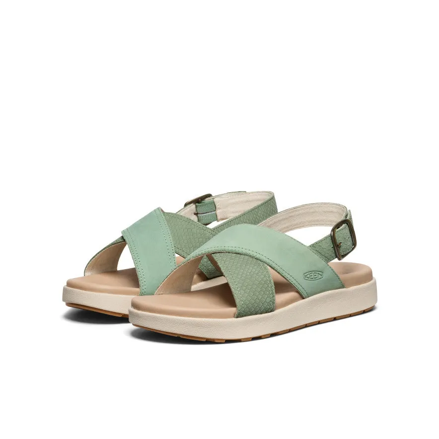 Zero Drop Platform Women's Elle Luxe Cross Strap Sandal  |  Granite Green/Granite Green
