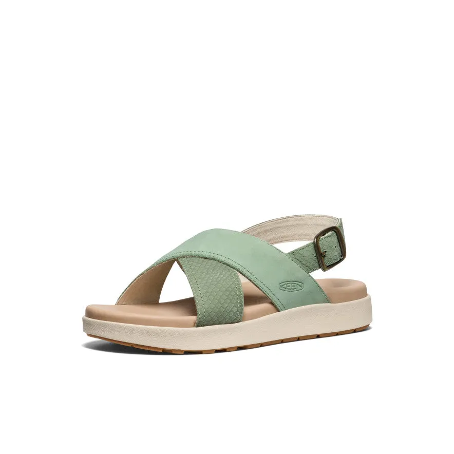 Athletic Look comfortable socks Women's Elle Luxe Cross Strap Sandal  |  Granite Green/Granite Green