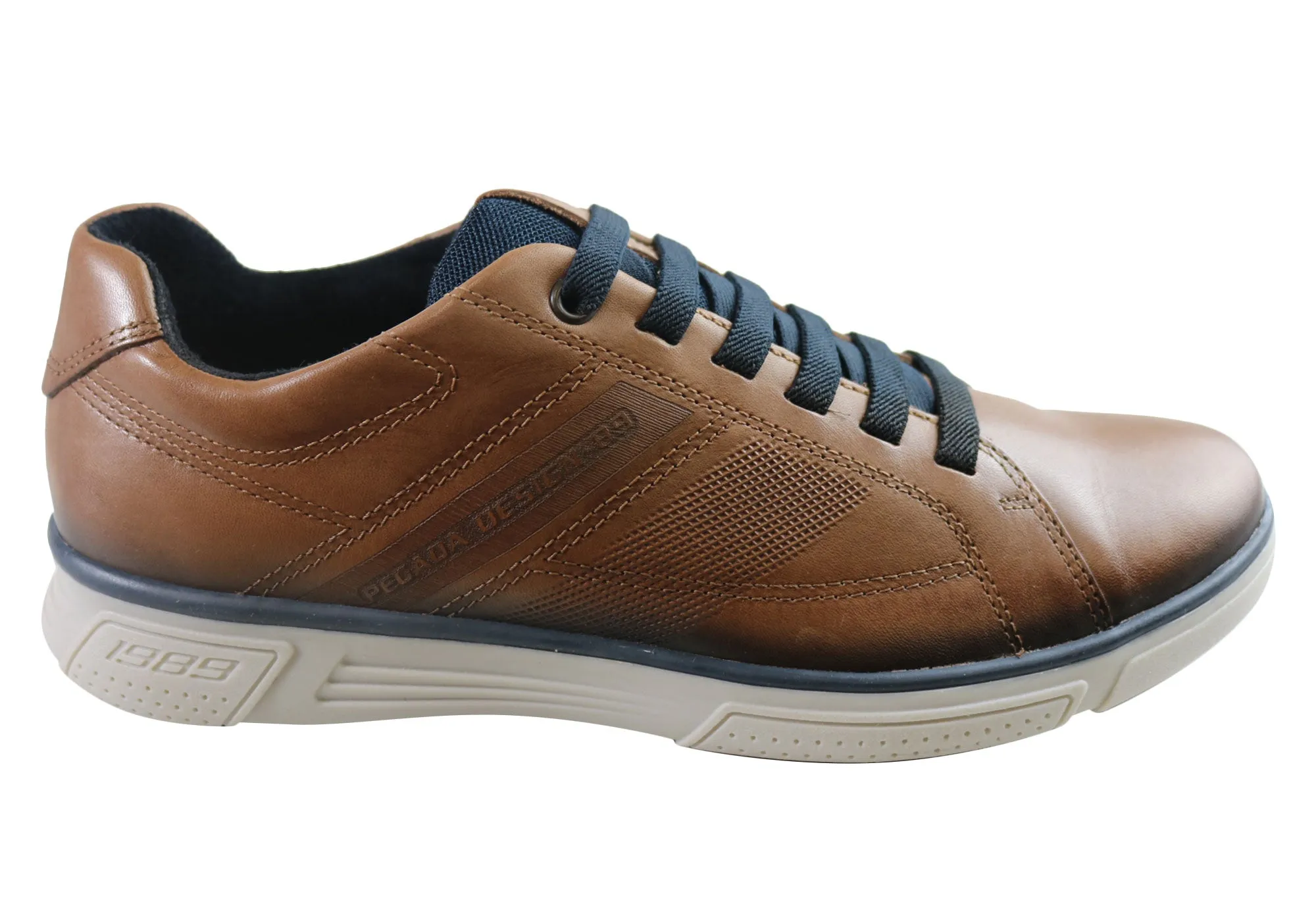 Pegada Russell Mens Leather Slip On Comfort Casual Shoes Made In Brazil Urban Move Flower Path