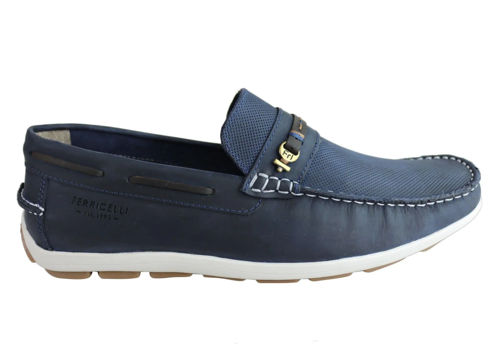 Ferricelli Jarrod Mens Leather Cushioned Loafer Shoes Made In Brazil Travel Light Score Hike