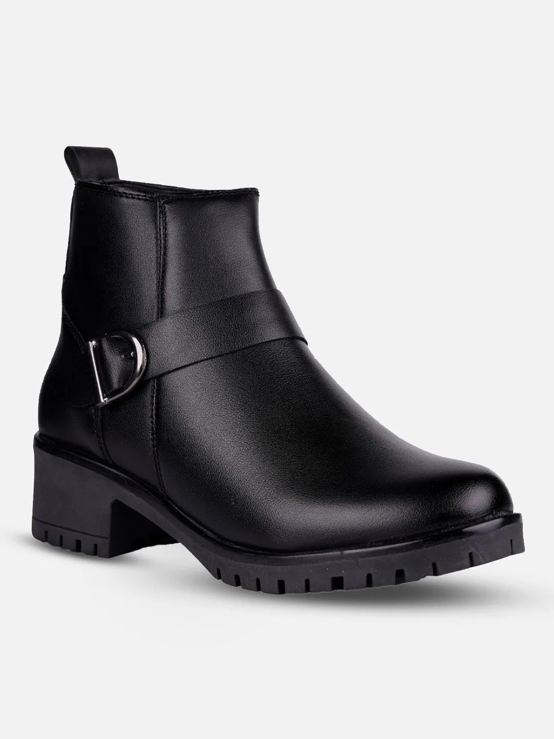 Off Duty Everyday Style Women's Black Ankle Boots (IU5001)